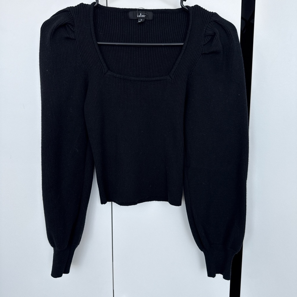 Black Ribbed Knit Sweater